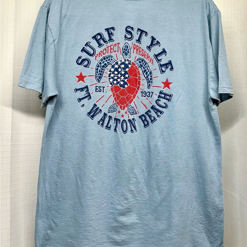 Surf Style Blue Graphic T-Shirt